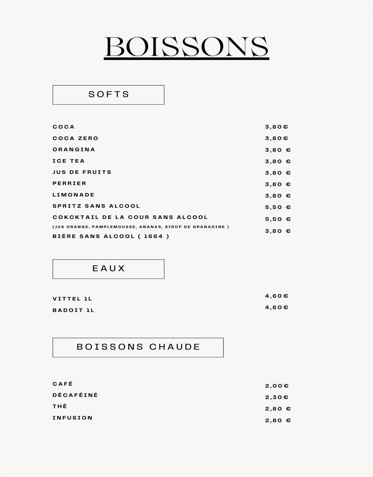 Carte des Vins
